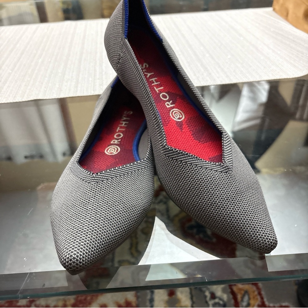 Rothy's Gray Knit Flats with Blue Trim, never  used! Size 10.5 - Picture 3 of 10